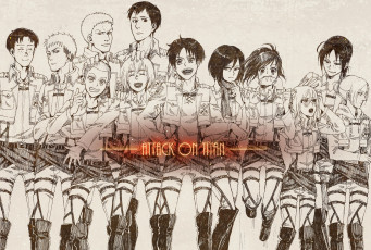 Картинка аниме shingeki+no+kyojin персонажи