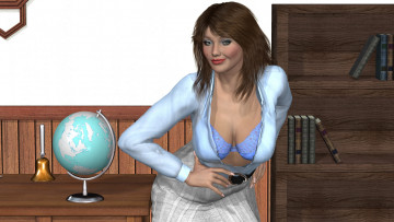 Картинка 3д+графика люди+ people девушка взгляд фон