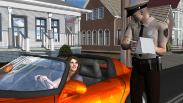 Картинка 3д+графика люди-авто мото+ people-+car+ +moto девушка взгляд фон