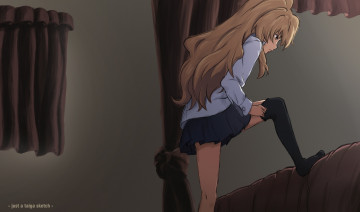 Картинка аниме toradora взгляд фон девушка