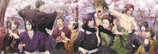 Обои картинки фото аниме, hakuoki, парни, самураи