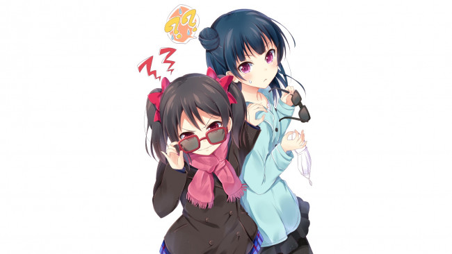 Обои картинки фото аниме, love live,  school idol project, девушки, взгляд, фон