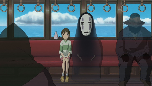 Обои картинки фото аниме, spirited away, тихиро, безликий