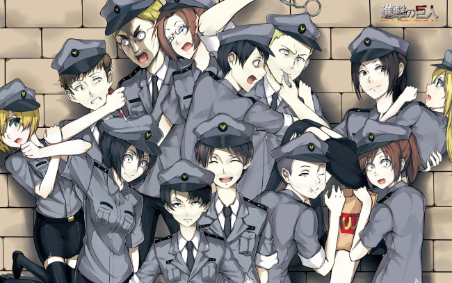 Обои картинки фото аниме, shingeki no kyojin, атака, титанов