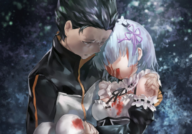 Обои картинки фото аниме, re,  zero kara hajimeru isekai seikatsu, рам, субару, драма