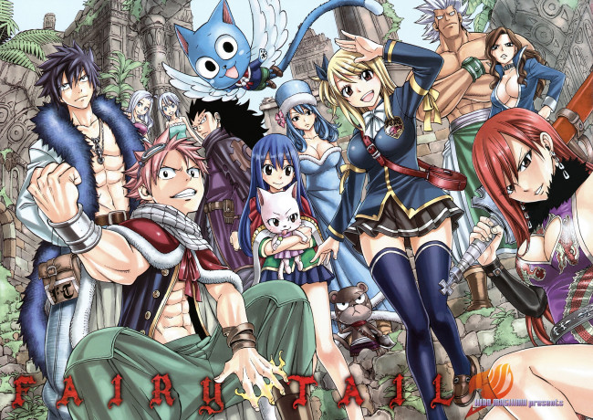 Обои картинки фото аниме, fairy tail, хвост, феи
