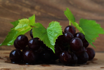 Картинка еда виноград кисть листья спелый