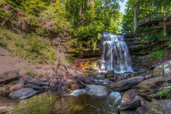 Картинка природа водопады лес река водопад