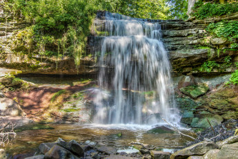 Картинка природа водопады лес река водопад