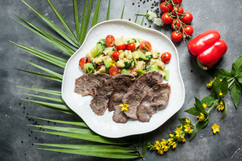 Картинка еда вторые+блюда томат перец салат мясо помидоры