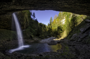 Картинка природа водопады лес река водопад