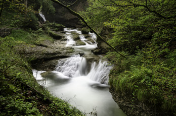 Картинка природа водопады лес река водопад