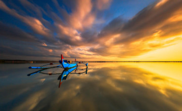 Картинка бали +индонезия корабли лодки +шлюпки лодка море облака закат небо