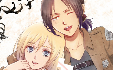 Картинка аниме shingeki+no+kyojin девушка