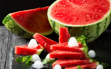 Картинка еда арбуз лед мята