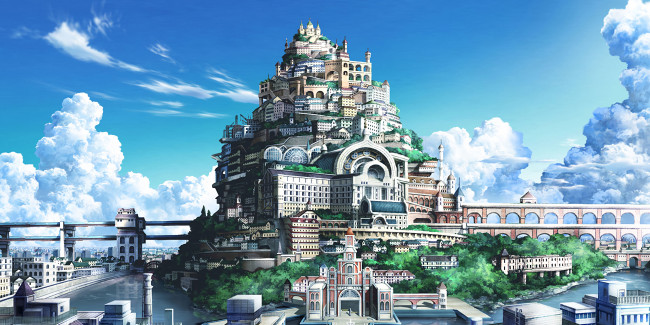 Обои картинки фото аниме, ao no exorcist, город