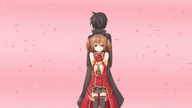 Обои картинки фото аниме, sword art online, двое