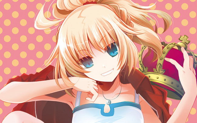 Обои картинки фото аниме, fate, stay night, девушка, взгляд, фон