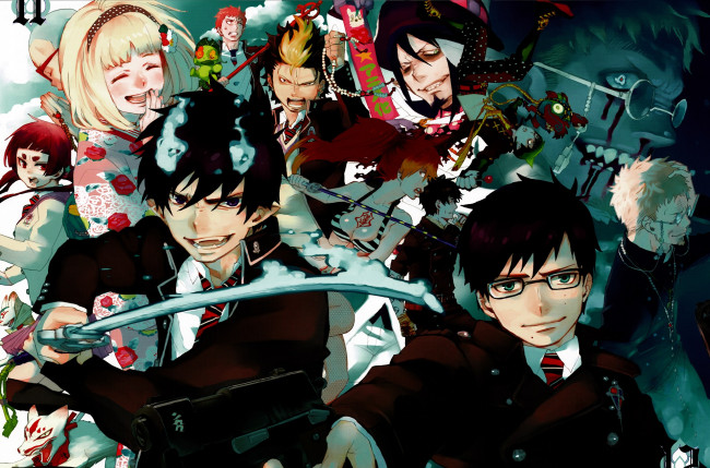 Обои картинки фото аниме, ao no exorcist, синий, экзорцист