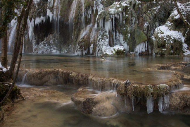 Обои картинки фото природа, водопады, лес, река, водопад