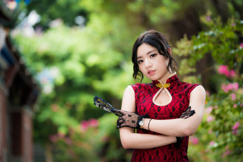 Картинка девушки -unsort+ азиатки часы перчатки веер wallhaven брюнетки женщины