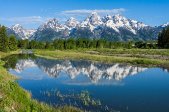 Картинка природа реки озера деревья горы отражение река вайоминг wyoming grand teton national park скалистые снейк snake river rocky mountains национальный парк гранд-титон