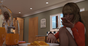 Картинка 3д+графика люди+ people взгляд фон девушка