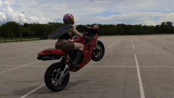 Картинка 3д+графика люди-авто мото+ people-+car+ +moto девушка взгляд фон мотоцикл