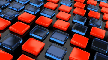 Картинка 3д+графика моделирование+ modeling синие красные клавиши квадраты