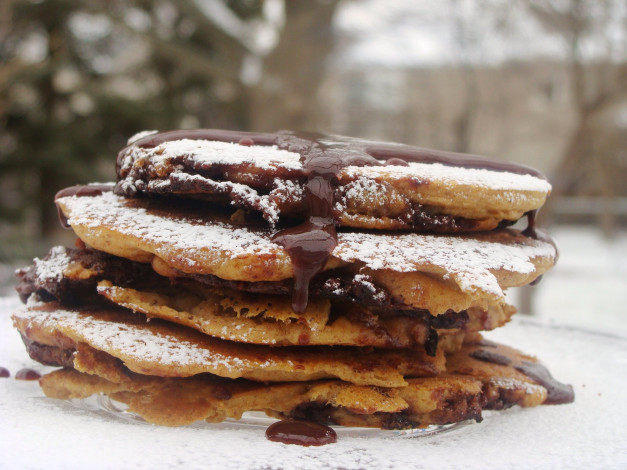 Обои картинки фото еда, блины,  оладьи, сироп, оладьи