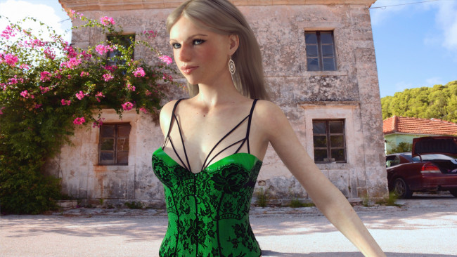 Обои картинки фото 3д графика, люди , people, взгляд, фон, девушка