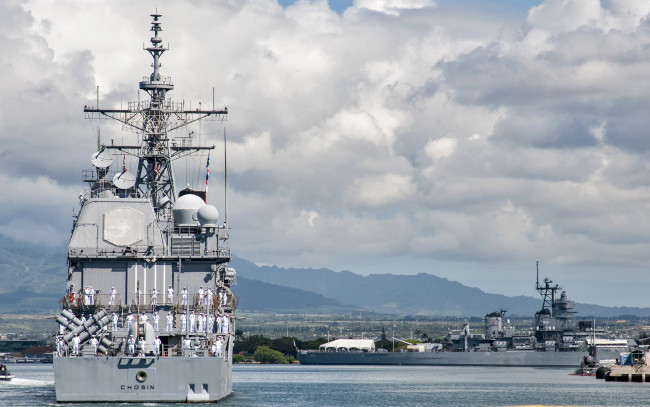 Обои картинки фото uss chosin , cg-65, корабли, крейсеры,  линкоры,  эсминцы, us, navy, jbphh, перл, харбор, вмс, сша, ракетный, крейсер, uss, chosin