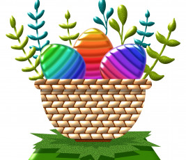 Картинка праздничные пасха яйца корзина