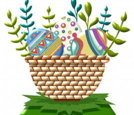 Картинка праздничные пасха яйца корзина