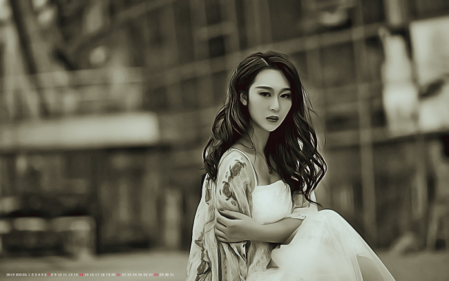 Обои картинки фото календари, компьютерный дизайн, азиатка, девушка, 2019, calendar, женщина, взгляд