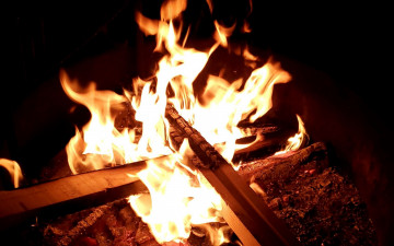 Картинка природа огонь костер поленья