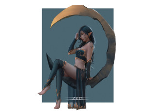 Картинка фэнтези эльфы девушка эльфийка полумесяц