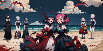 Картинка аниме ангелы +демоны нейросети графика нейроарт ai art нейронные сети рисунки нейро искусство