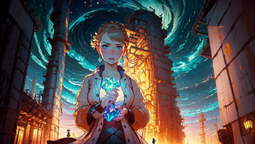 Картинка аниме магия +колдовство +halloween нейросети графика нейроарт ai art нейронные сети рисунки нейро искусство