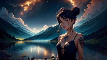 Картинка аниме пейзажи +природа нейросети графика нейроарт ai art нейронные сети рисунки нейро искусство