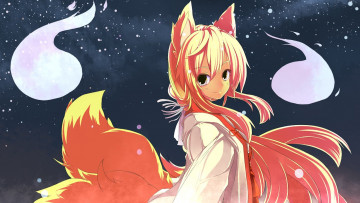 Картинка аниме животные +существа девушка ушки хвосты