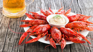 Картинка еда рыбные+блюда +с+морепродуктами раки укроп соус