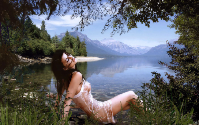 Обои картинки фото фэнтези, девушки, пейзаж