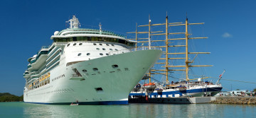 Картинка корабли разные+вместе море круизный лайнер парусник