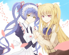 обоя аниме, maria holic, фон, девушки, взгляд