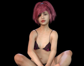 Картинка 3д+графика люди+ people девушка взгляд фон рыжая