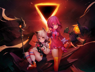 Картинка аниме магия +колдовство +halloween хеллоуин девочки