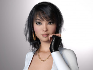 Картинка 3д+графика портрет+ portraits фон взгляд девушка