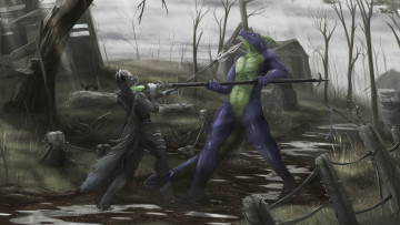 Картинка фэнтези существа оружие сражение сватка