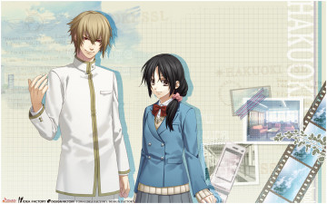 Картинка аниме hakuouki девушка взгляд фон парень